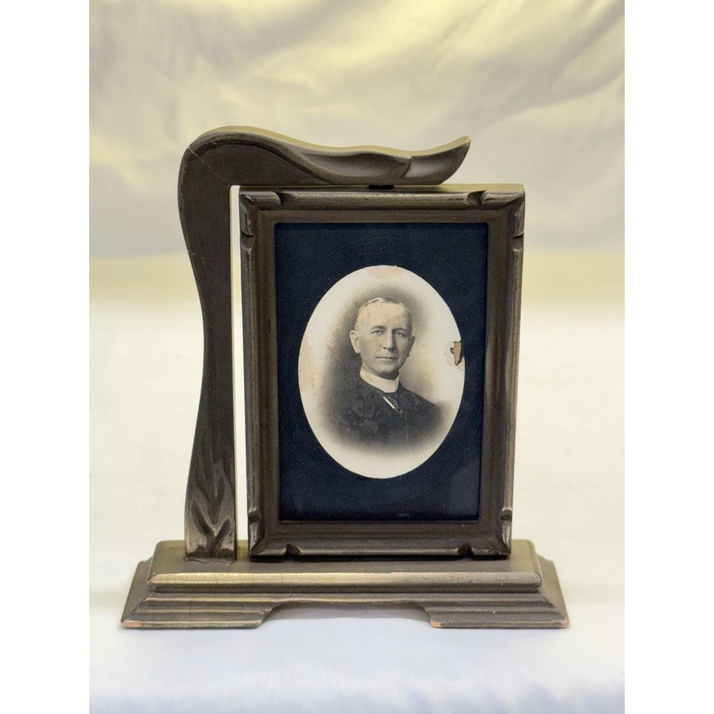 Vintage Gray Art Deco Swivel Picture Frame For 5.75" X 3.5" Photo Tilt Swinging